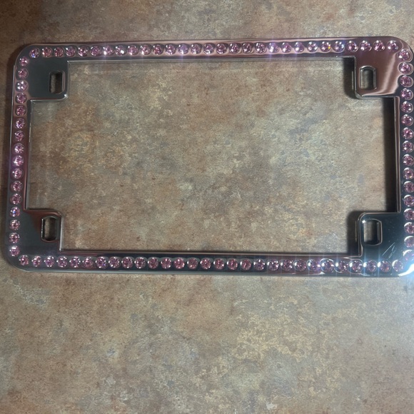 Pink Rhinestone Motorbike License Plate Frame - Picture 1 of 3